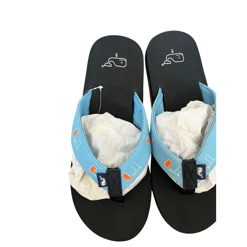 NEW VINEYARD VINES UNIVERSITY OF MIAMI‎ LOGO SANDALS MENS SIZE 9